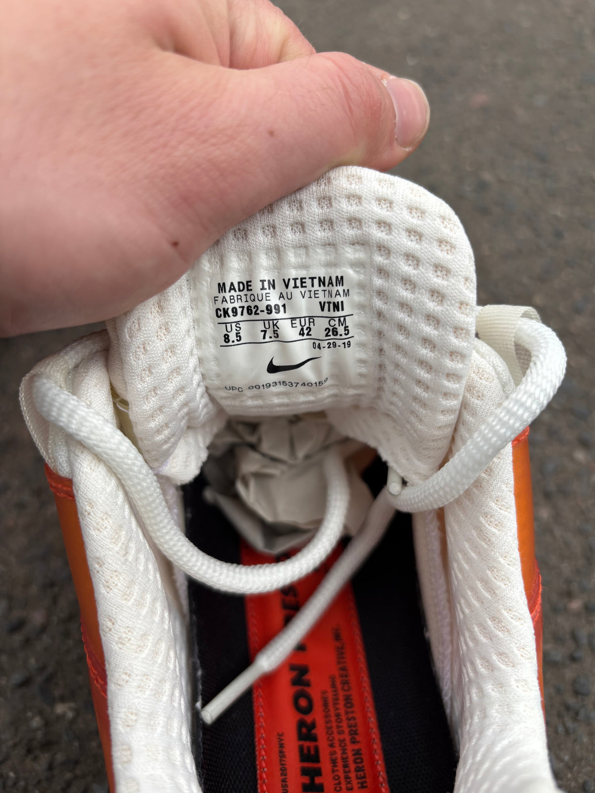 Nike Air Max 95 /Heron Preston ID ‘Orange/white’ UK7.5 (2019)