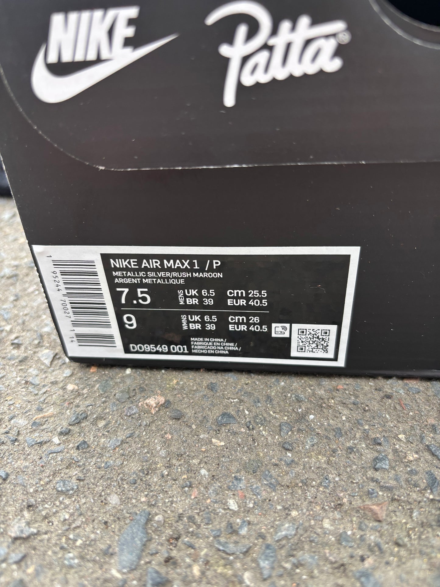 Nike Air Max 1 Patta Waves 'Rush Maroon' UK6.5 BN