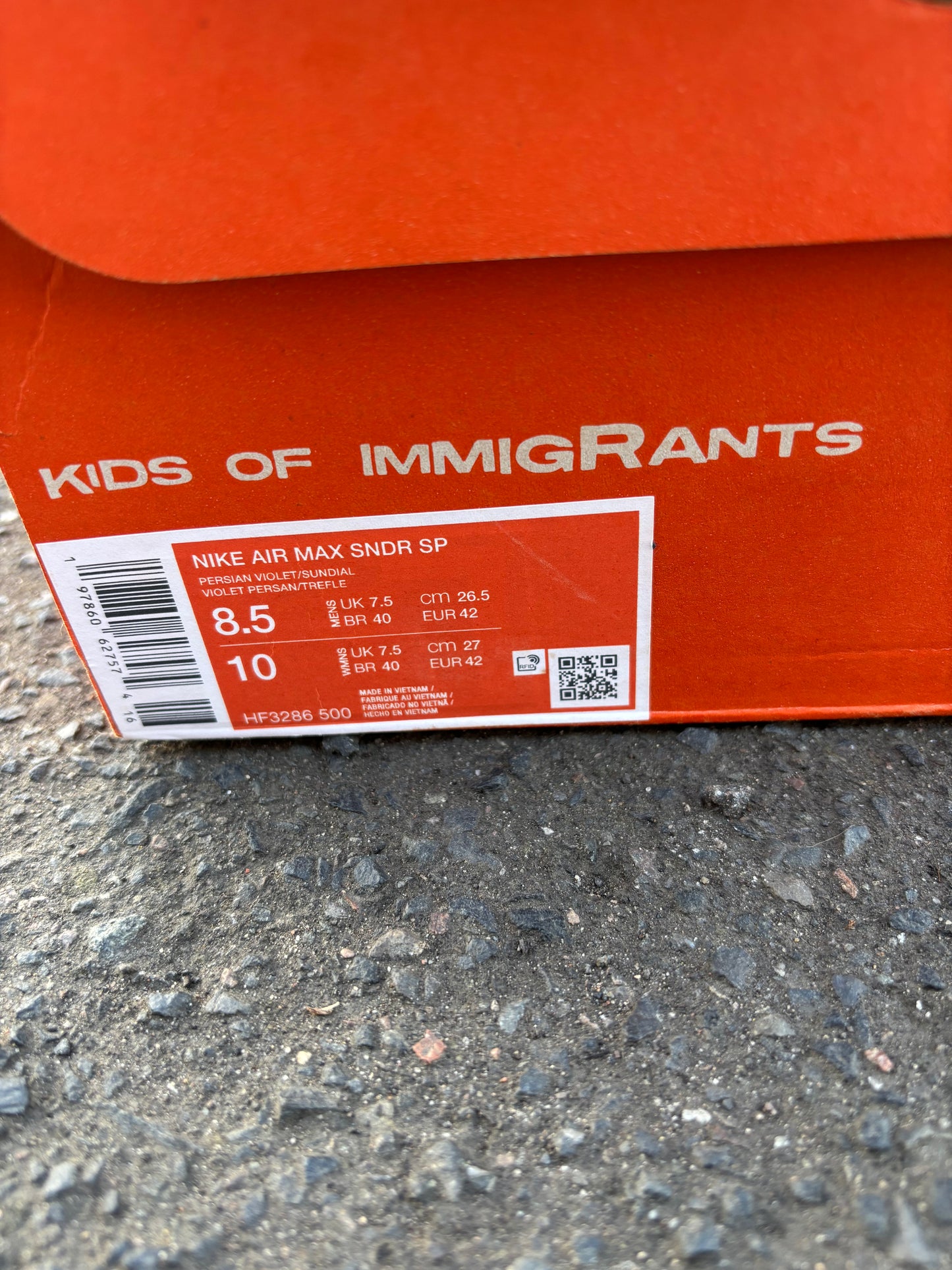 Nike Air Max SNDR Kids Of Immigrants 'Sun Down' UK7.5