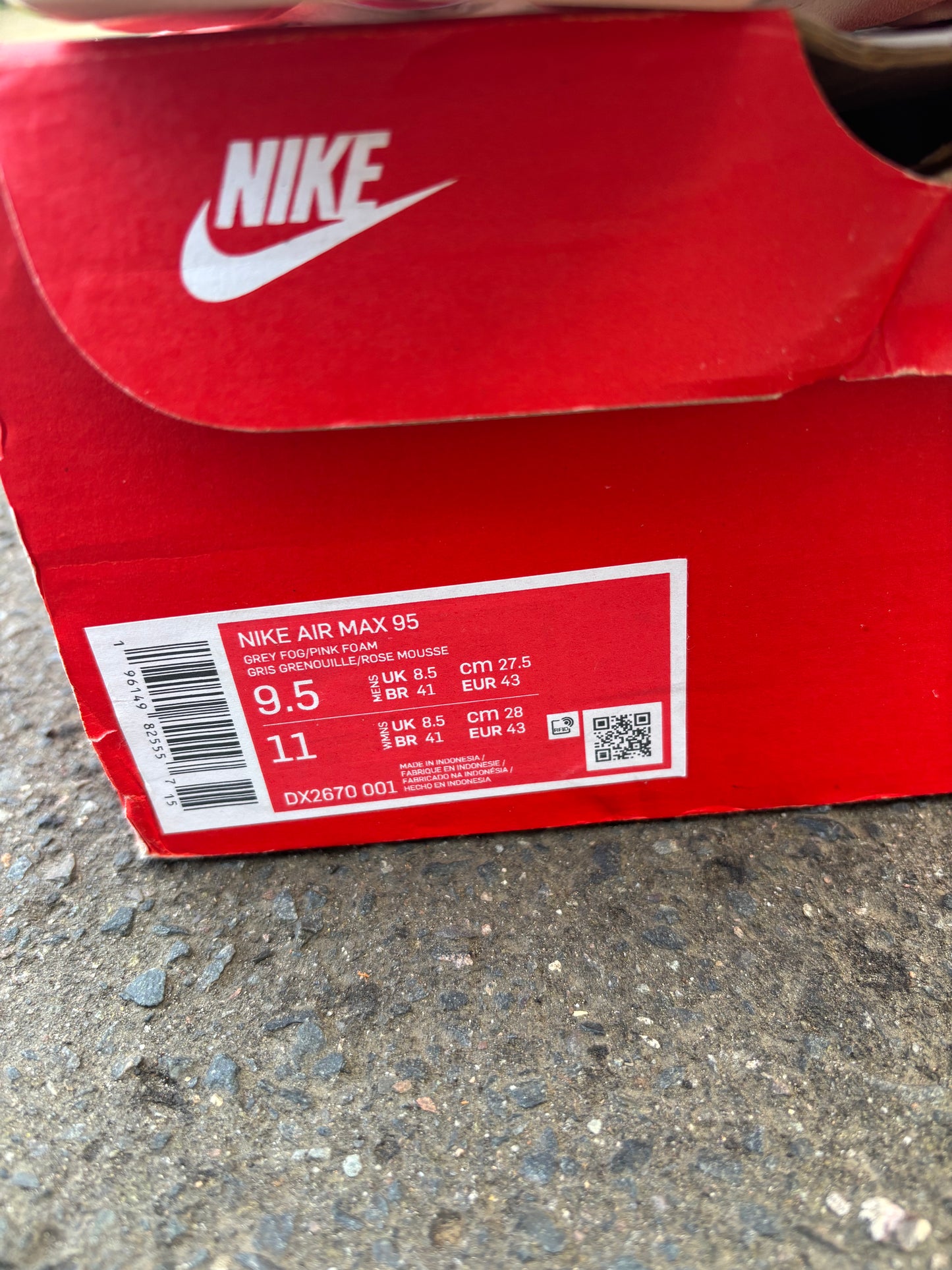 Nike Air Max 95 'Grey Fog/Pink Foam' UK8.5