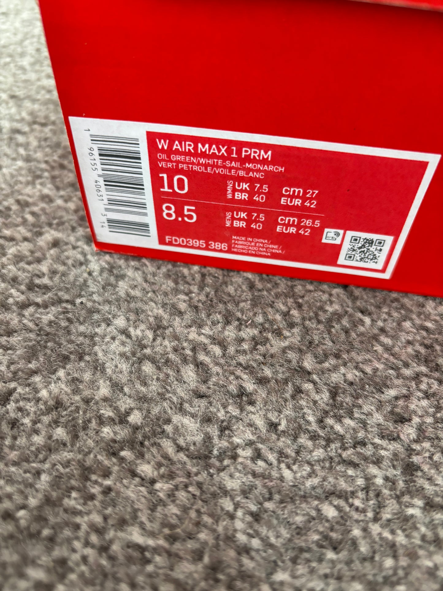 Nike Air Max 1 'Think Tank' (Japan Exclusive) UK7.5 BN
